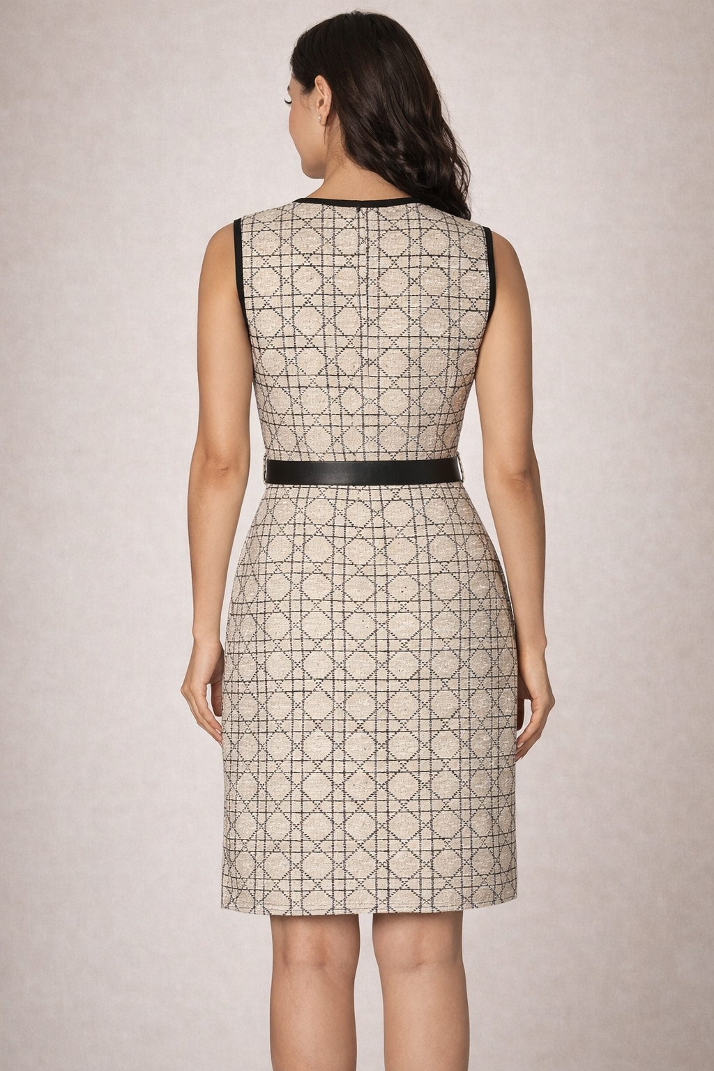 Geometric Jacquard Sleeveless Dress