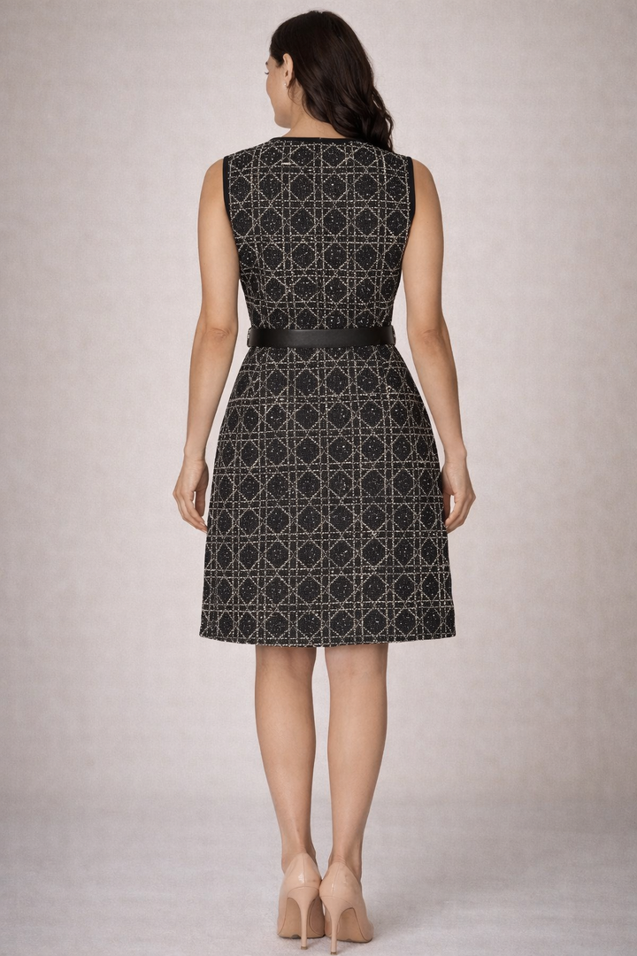 Geometric Jacquard Sleeveless Dress
