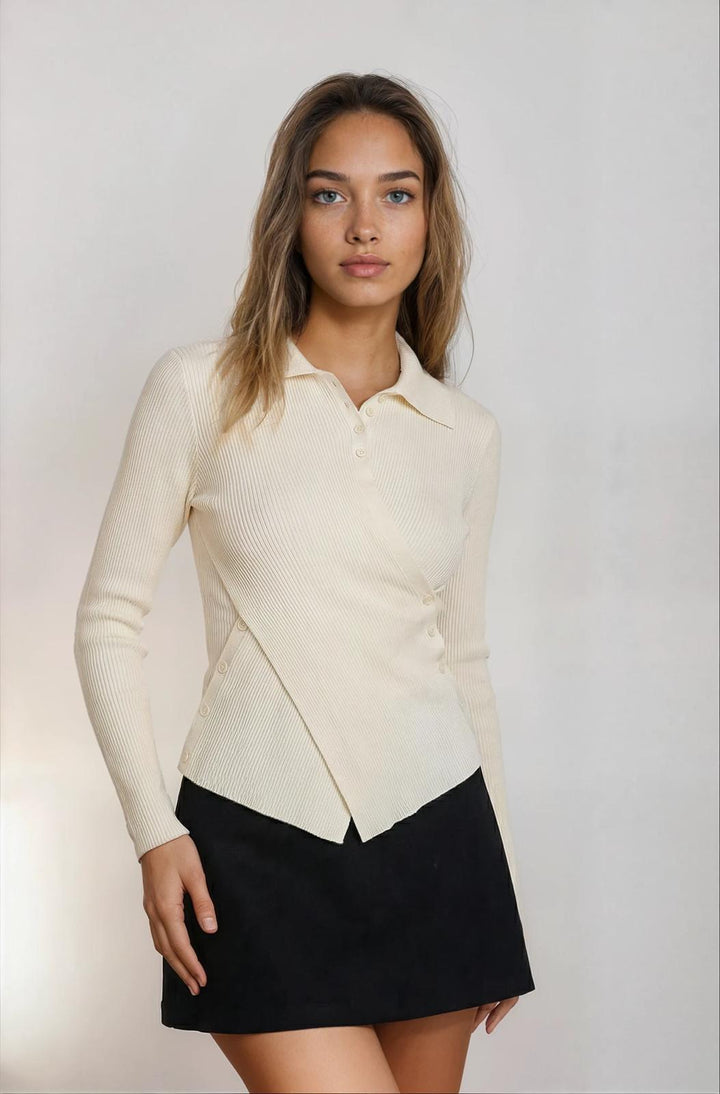 Knitted Top with Button Detail