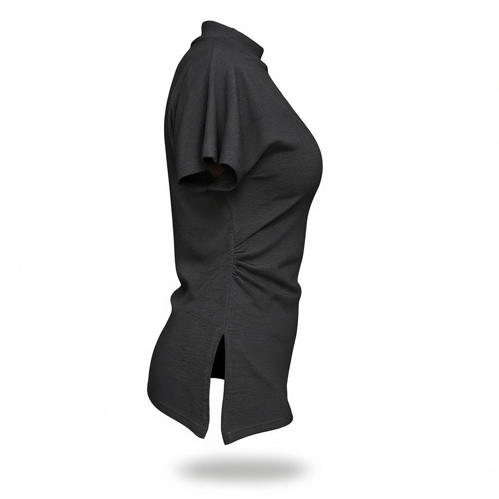 Soft Drape Top with Statement Pendant Necklace